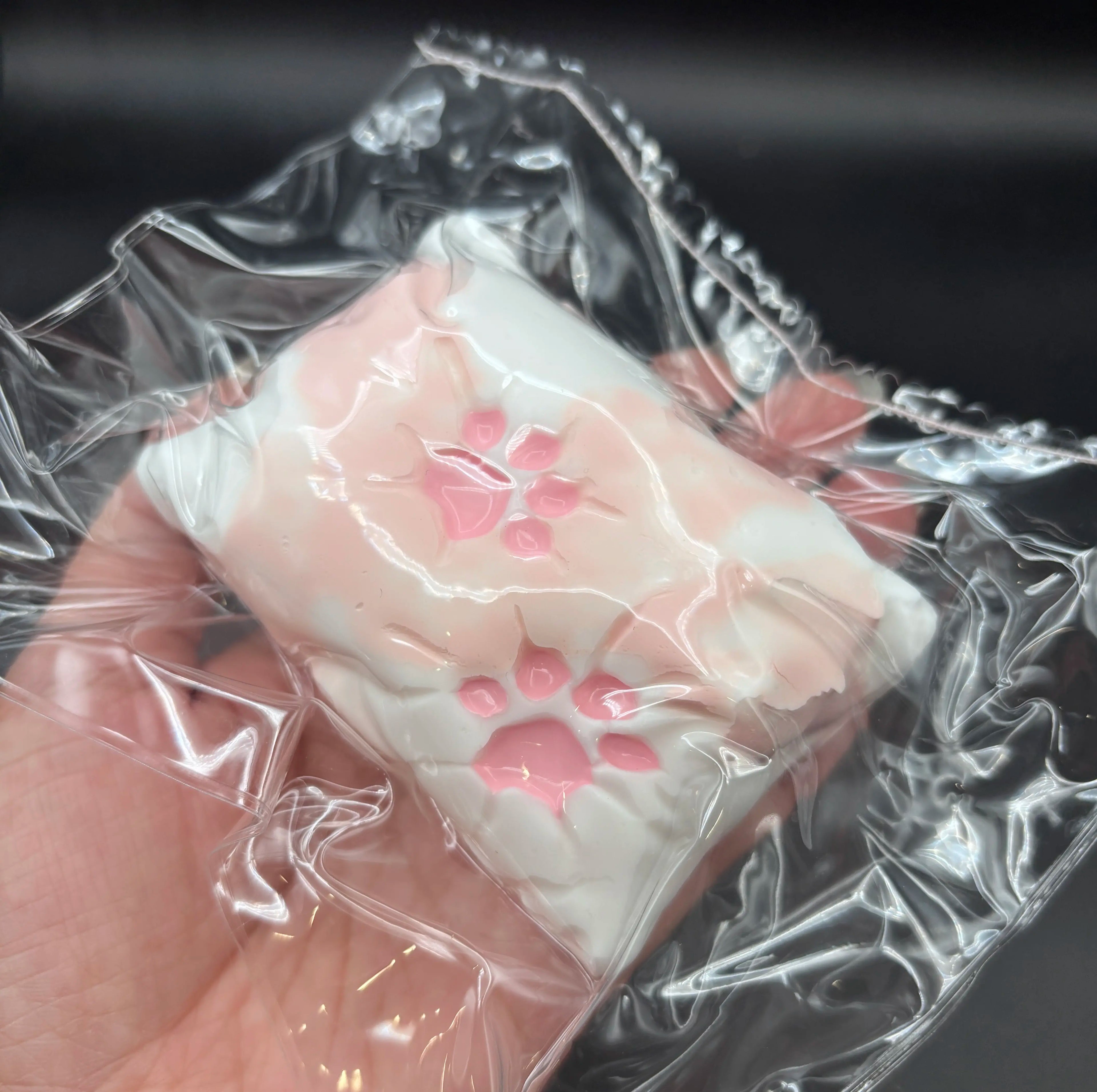 Frozen Butter Textured Strawberry Pillow Cat Paw Taba Squishy Toy