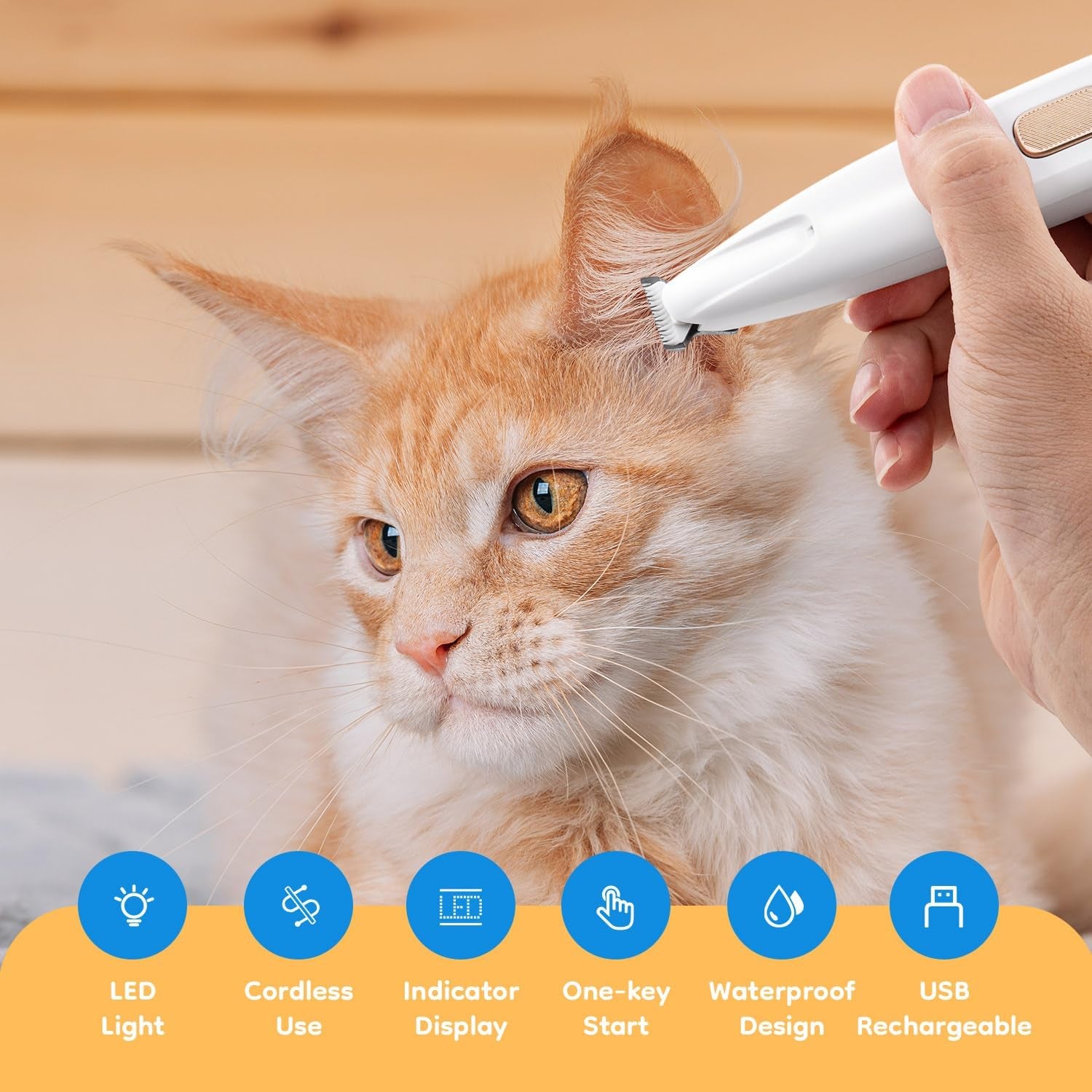 Multifunctional Waterproof Pet Micro Precision Trimmer - Rechargeable Shaver with LED Light for Paws, Eyes, Ears, Face, and Buttocks for Small Dogs and Cats, 50dB Quiet Operation