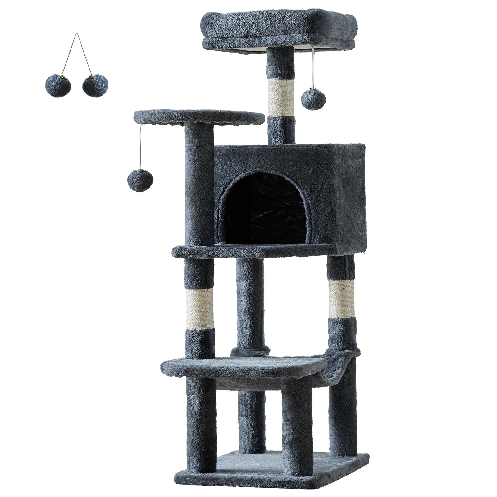 Cat Tree Tall Multi-Cat Climbing Tower for Pet Furniture Natural Sisal Scratching Posts Stable Pet House for Indoor Cat