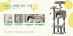 Cat Tree Tall Multi-Cat Climbing Tower for Pet Furniture Natural Sisal Scratching Posts Stable Pet House for Indoor Cat