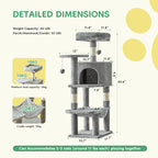 Cat Tree Tall Multi-Cat Climbing Tower for Pet Furniture Natural Sisal Scratching Posts Stable Pet House for Indoor Cat