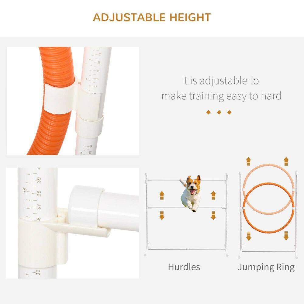 7 Piece Dog Agility Training Equipment with Tunnels, Weave Poles, Hurdle Jumping Ring, Pause Box, Whistle, Blue