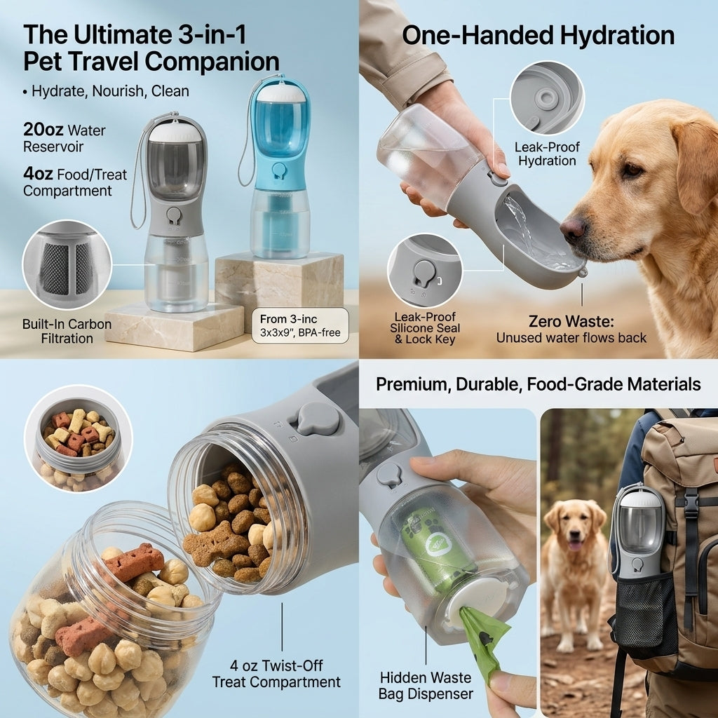 Dog Water Cup Drinking Food Garbage Bag Three-in-one Portable Small Multi-functional Pet Cups Pets Supplies