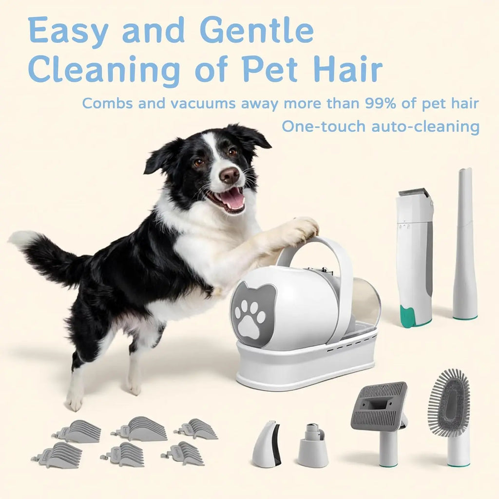 Professional Pet Grooming Vacuum Kit with Clipper and Nail Grinder, Includes 6 Essential Tools for Dog and Cat Shedding Care