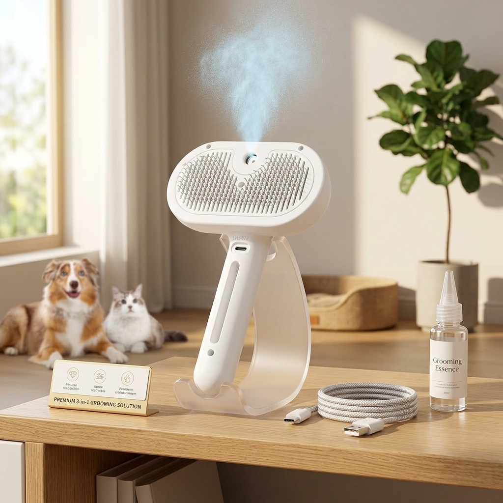 Premium 3-in-1 Ionic Nano-Mist Pet Brush