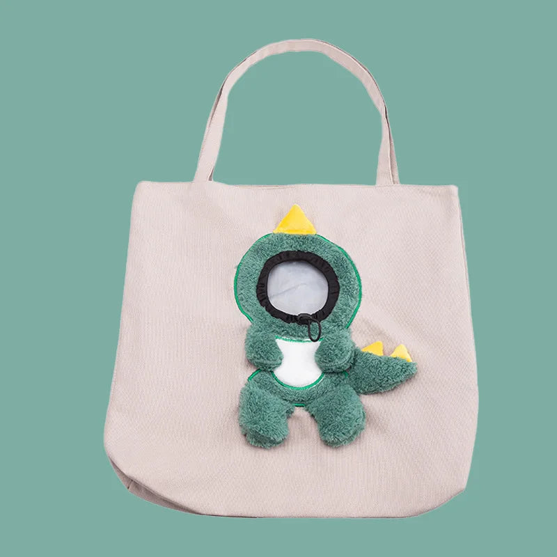 Bee-Shaped Canvas Shoulder Carrier for Small Pets - Stylish and Portable Cat Tote Bag