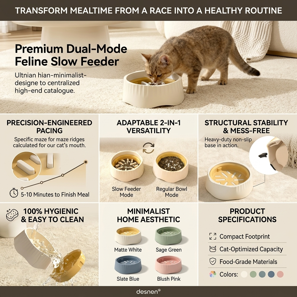 Adjustable Dual-Mode Slow Feeder Bowl | 2-in-1 Anti-Choke Interactive Pet Dining System